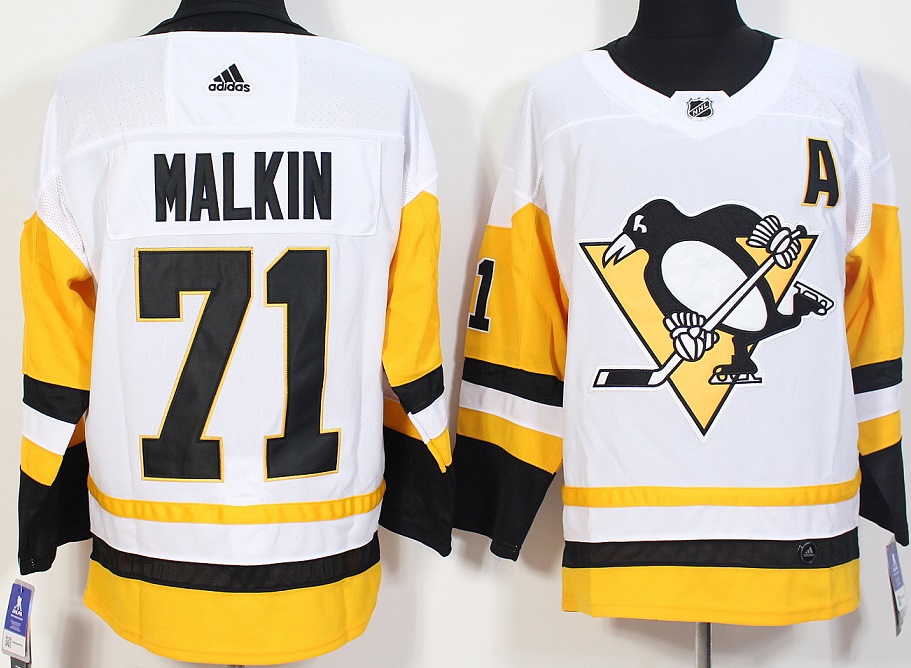 Men Pittsburgh Penguins 71 Malkin White Hockey Stitched Adidas NHL Jerseys